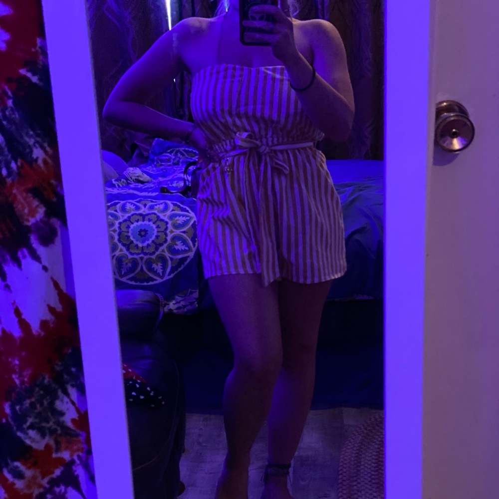 Super cute strapless striped romper